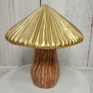 Gold Top Brown Stem Decorative Mushroom Figurine Decor